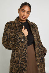 Plus Leopard Print Wool Look Coat