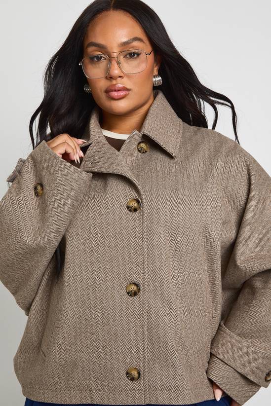 Plus Cropped Trench Coat