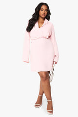 Plus Hammered Twist Front Shift Dress