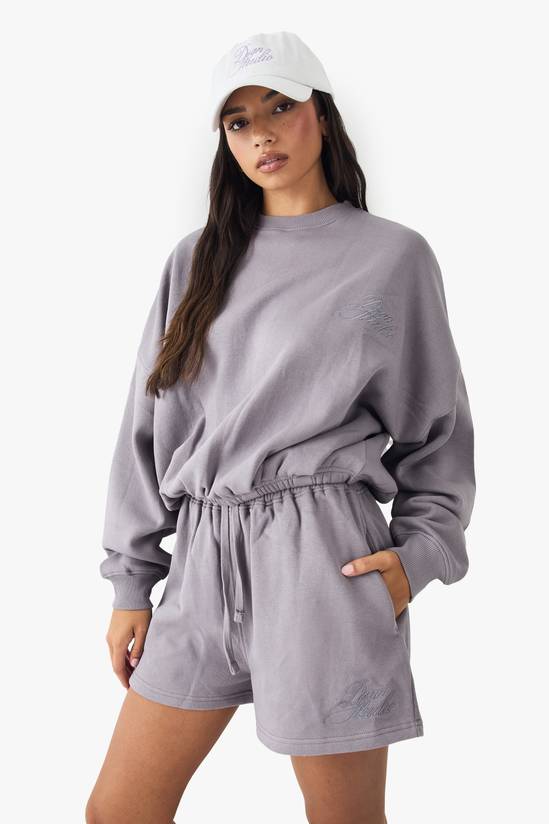 DSGN Studio Embroidered Oversized Bubble Hem Sweatshirt