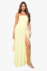 Slinky Ruched Bandeau Maxi Dress