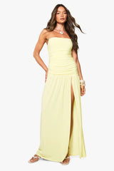 Slinky Ruched Bandeau Maxi Dress