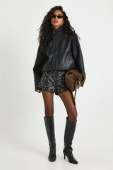Faux Leather Studded Micro Short