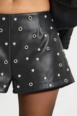 Faux Leather Studded Micro Short