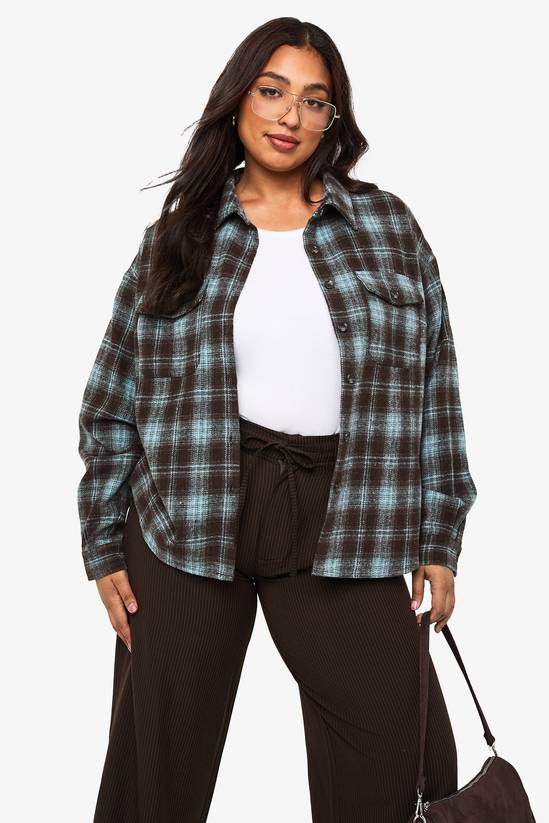 Plus Oversized Check Shirt