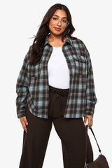 Plus Oversized Check Shirt