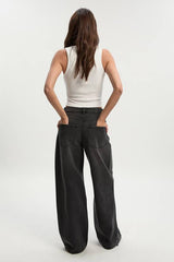 Studded Mid Waist Wide Leg Jeans
