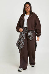 Plus Core Basic Pintuck Detail Deep Waistband Wide Leg Jogger