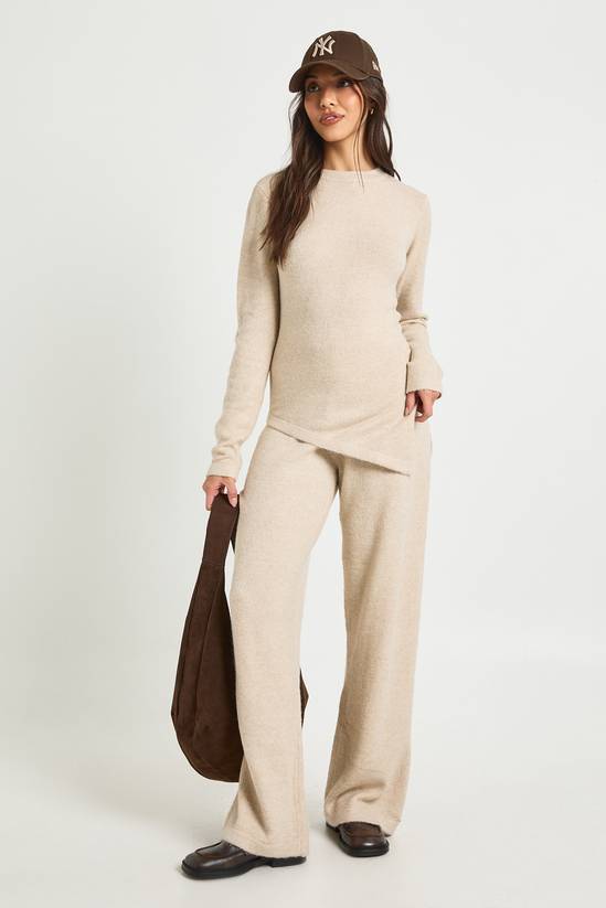 Ruched Waist Detail Knitted Jumper and Wide Leg Trouser Co-ord