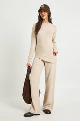 Ruched Waist Detail Knitted Jumper and Wide Leg Trouser Co-ord