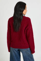 Soft Boucle Knit V Neck Oversized Jumper