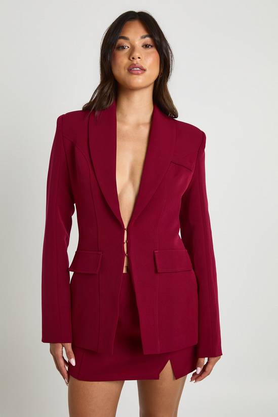 Seam Detail Plunge Front Fitted Blazer
