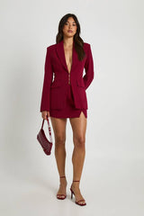 Seam Detail Plunge Front Fitted Blazer
