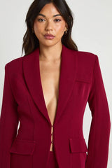 Seam Detail Plunge Front Fitted Blazer