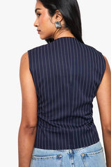 Pinstripe Tailored Button Waistcoat