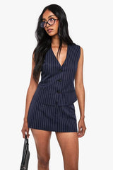 Pinstripe Tailored Button Waistcoat