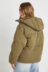 Peached Short Hooded Puffer Jacket
