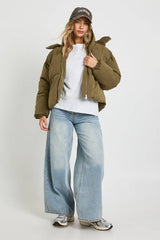 Peached Short Hooded Puffer Jacket