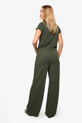 Crinkle Rib Button Through Cap Sleeve Top and Trouser Set