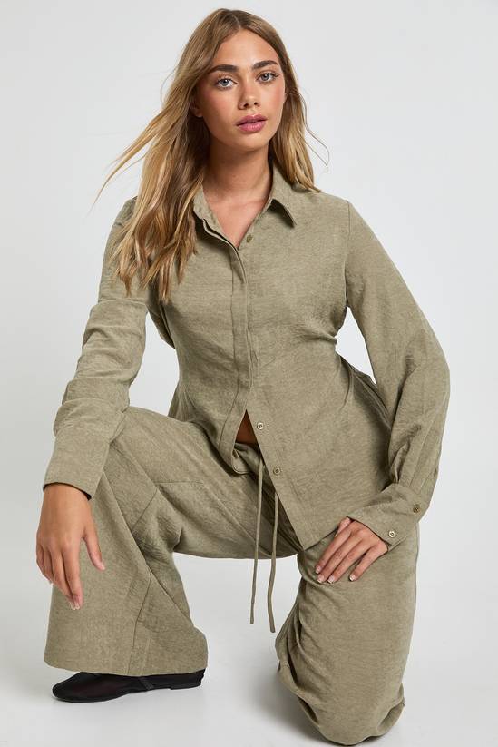 Peached Cinched Shirt & Trouser Co-ord