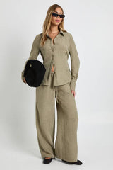 Peached Cinched Shirt & Trouser Co-ord