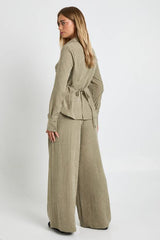 Peached Cinched Shirt & Trouser Co-ord