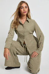 Peached Cinched Shirt & Trouser Co-ord