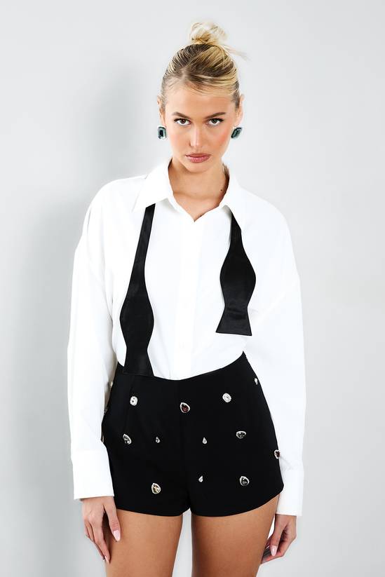 Diamante Trim Crepe Micro Short