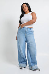 Plus Turn Up Straight Leg Jean