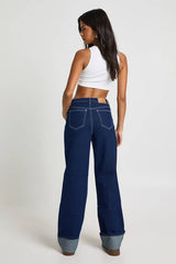 Turn Up High Waist Wide Leg Jean