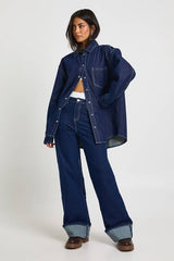 Turn Up High Waist Wide Leg Jean