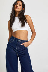 Turn Up High Waist Wide Leg Jean