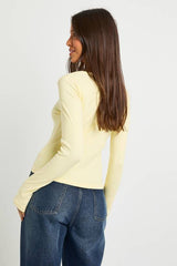 Basic Rib Scoop Neck Fitted Long Sleeve Top