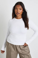 Plus Basic Rib Long Sleeve Fitted Longline Top