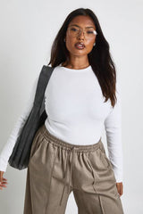 Plus Basic Rib Long Sleeve Fitted Longline Top