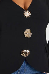 Plus Long Embellished Button Down Top