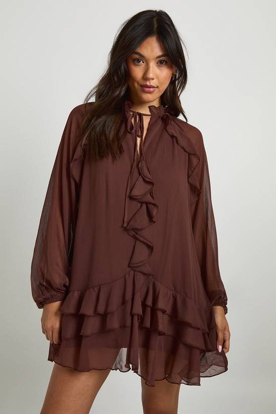 Chiffon Ruffle Smock Dress