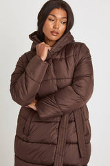 Plus Belted Longline Puffer Jacket