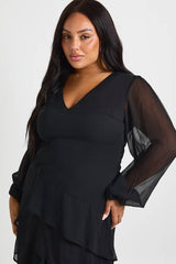 Plus Chiffon Frill Maxi Dress