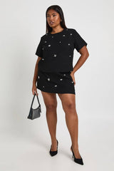 Plus Diamante Boxy T Shirt