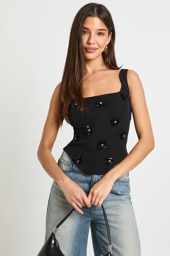 Floral Embellished Corset Top