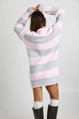 Collar Detail Oversized Rugby Knitted Mini Dress