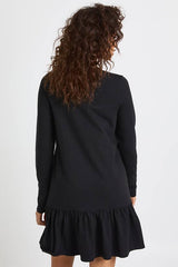 Long Sleeve Drop Hem Smock Dress