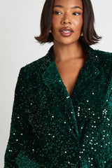 Plus Velvet Sequin Blazer