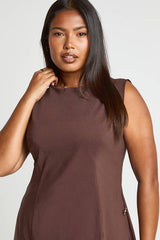 Plus Sleeveless Gold Button Shift Dress