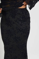 Plus Glitter Devore Maxi Skirt