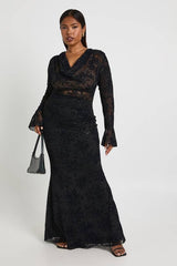 Plus Glitter Devore Maxi Skirt