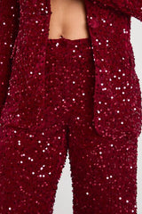 Velvet Sequin Straight Leg Trousers