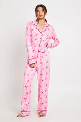 Cocktail Print Long Sleeve Shirt & Trouser 3 Piece Pyjama Set