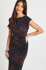 Mixed Animal Printed Mesh Maxi Dress